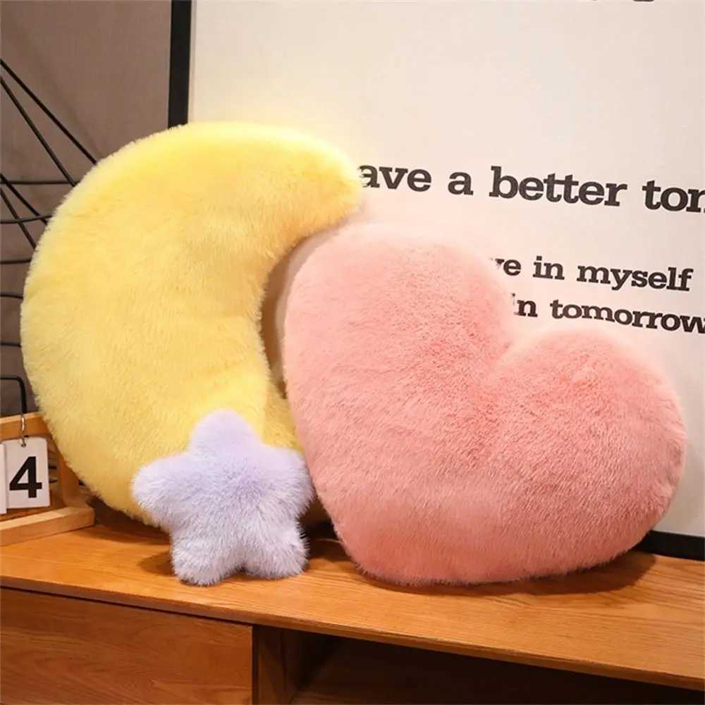 Creative Gift Moon Pattern Heart Plush Pillow Pink Color PP Cotton Soft Pillow Soft Star Shape Stuffed Pillow for Birthday H260323