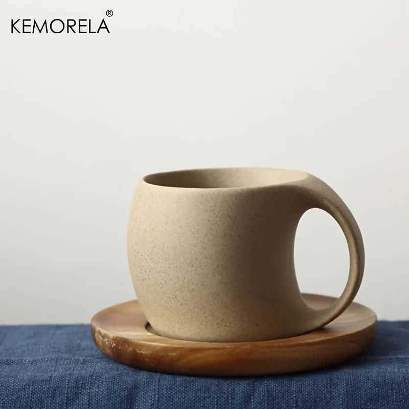 KEMORELA Ceramic Coffee Cups and Saucers Simple Water Cup 220ml Breakfast Milk Oat Drink Mug Exquisite Afternoon Tea Coffee Cup D260323