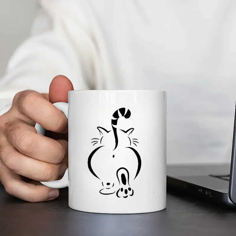 1pc Insulated ceramic cat cup reusable large capacity coffee cup only hand washable machine washable H260323