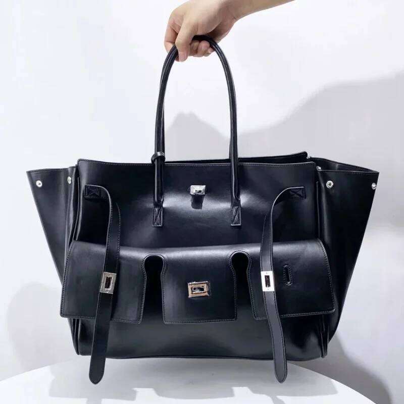 New Luxury Silver Buckle Large Capacity Wing Designer Fashion Genuine Leather Tote Brand Women's Commuter Shoulder Bag