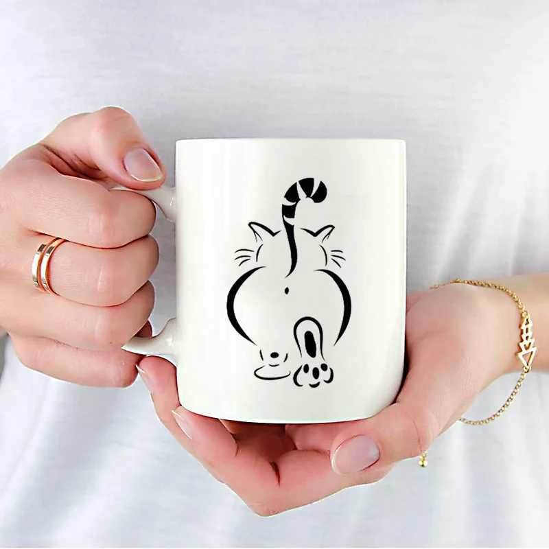 1pc Insulated ceramic cat cup reusable large capacity coffee cup only hand washable machine washable H260323