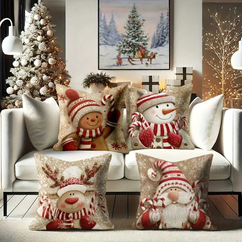 Festive Christmas Themed Pillowcases Gingerbread Snowman Reindeer Santa Designs New Year home decoration 1PC H260323