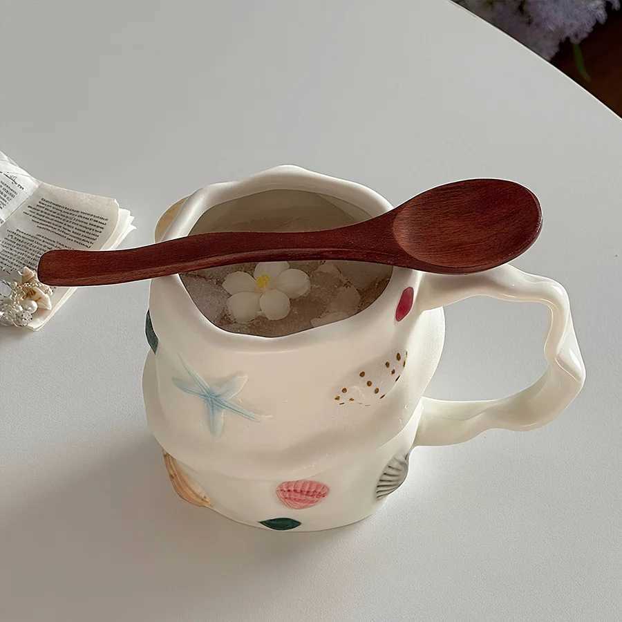 Ceramic cup Coffee cup Water cup Mug Tea cup Cup Bone china Jingdezhen ware Large capacity High-temperature fired Ivory-white po H260323