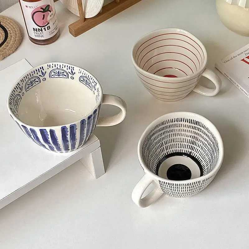 Instagram style retro hand held irregular ceramic coffee cup H260323