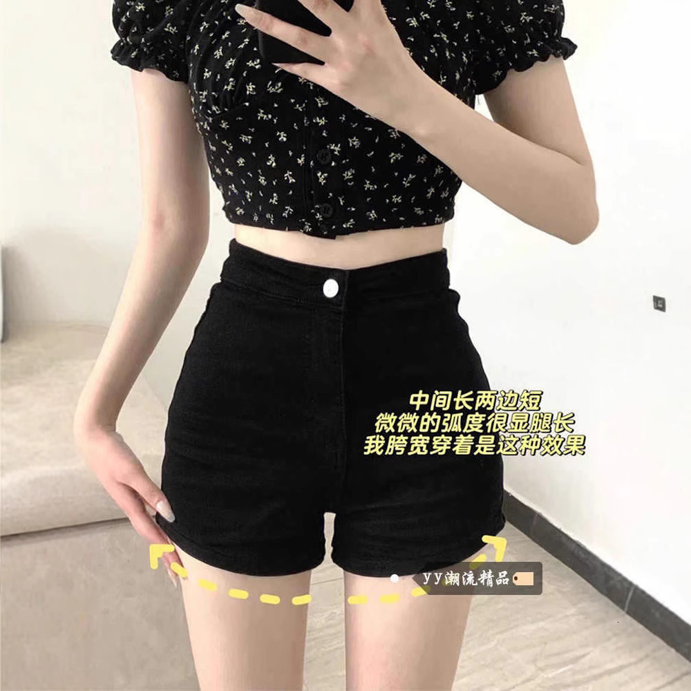 Black Women's Shorts For Outerwear 2026 Summer New High-waisted Tight Designer Pants Denim Shorts Hip-hugging Ultra-short Hot Pants