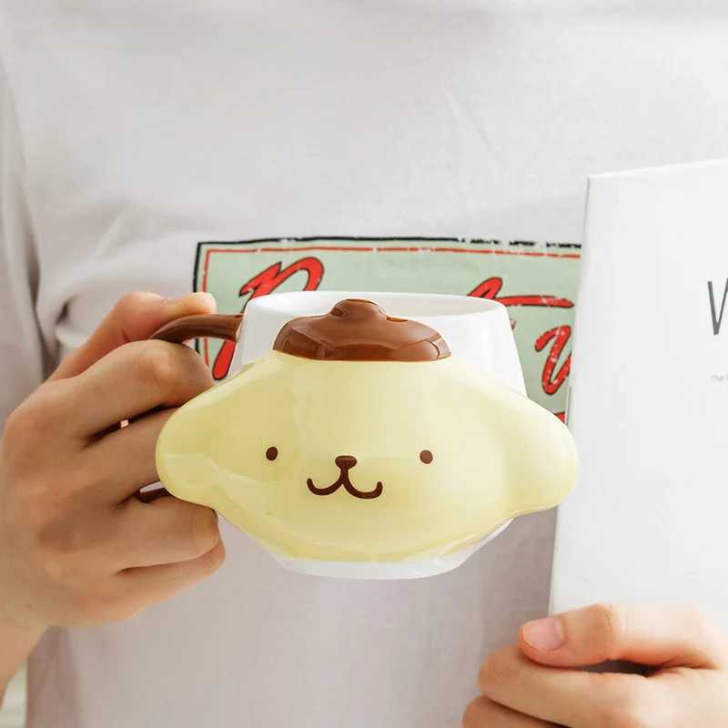 My Melody Pompompurin Embossed Ceramic Mug 450ml Kawaii Anime Coffee Mug Microwave Dishwasher Safe for Home Office Gift D260323