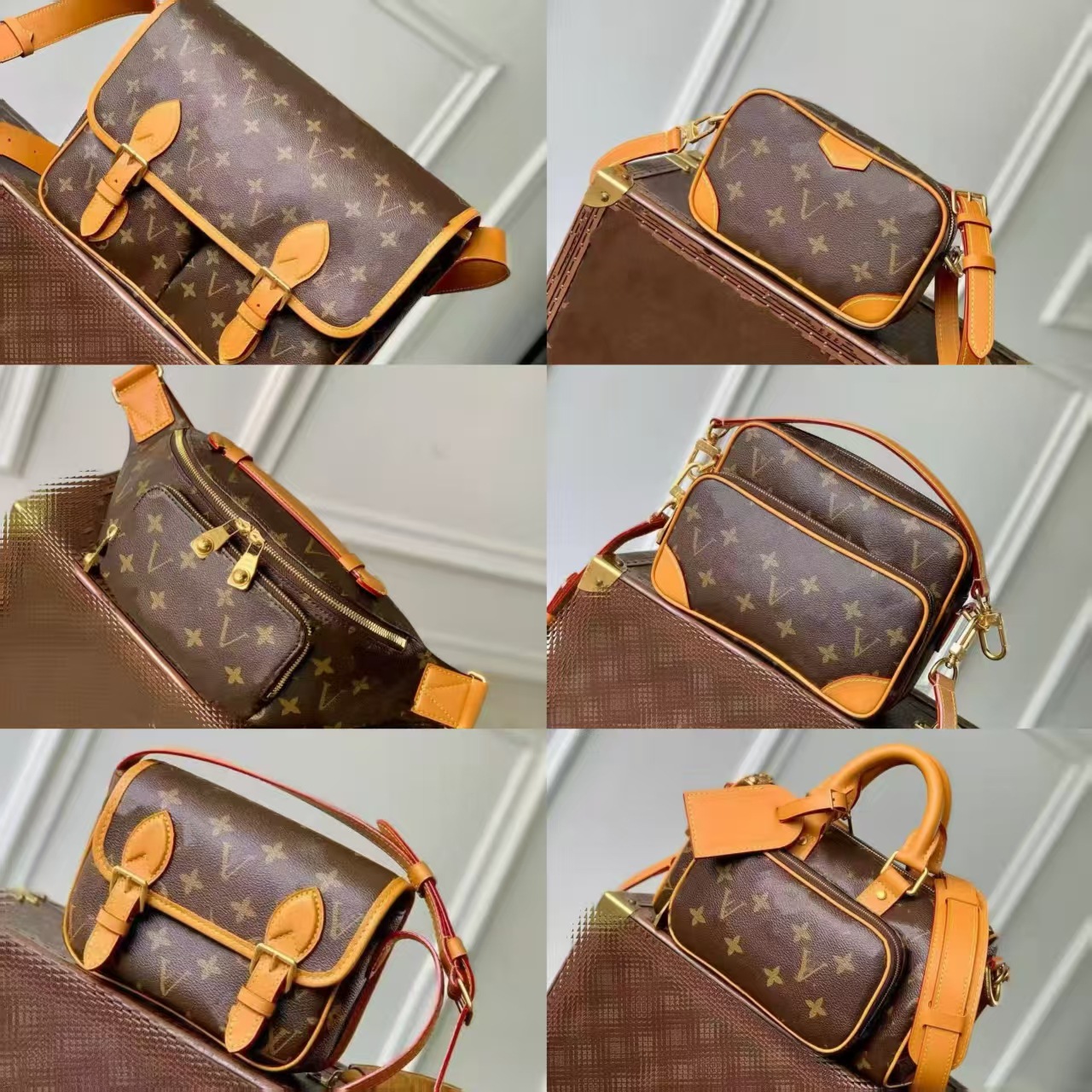 Designer bag Flap Brown Handbag designer bag Men's Fashionable Designer Leather Crossbody Bag Shoulder Bag Letter Plain Waist Pack Casual Style Support Wholesale