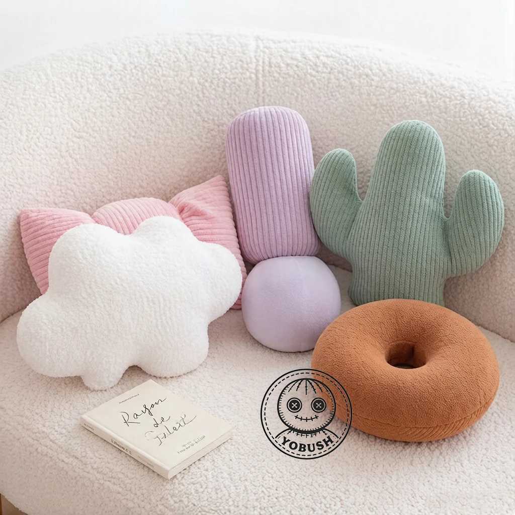 Creative Stripe Plush Throw Pillow Cloud Cactus Donut Exclamation Point Bowknot Soft Cushion INS Home Sofa Decor Prop Gift H260323