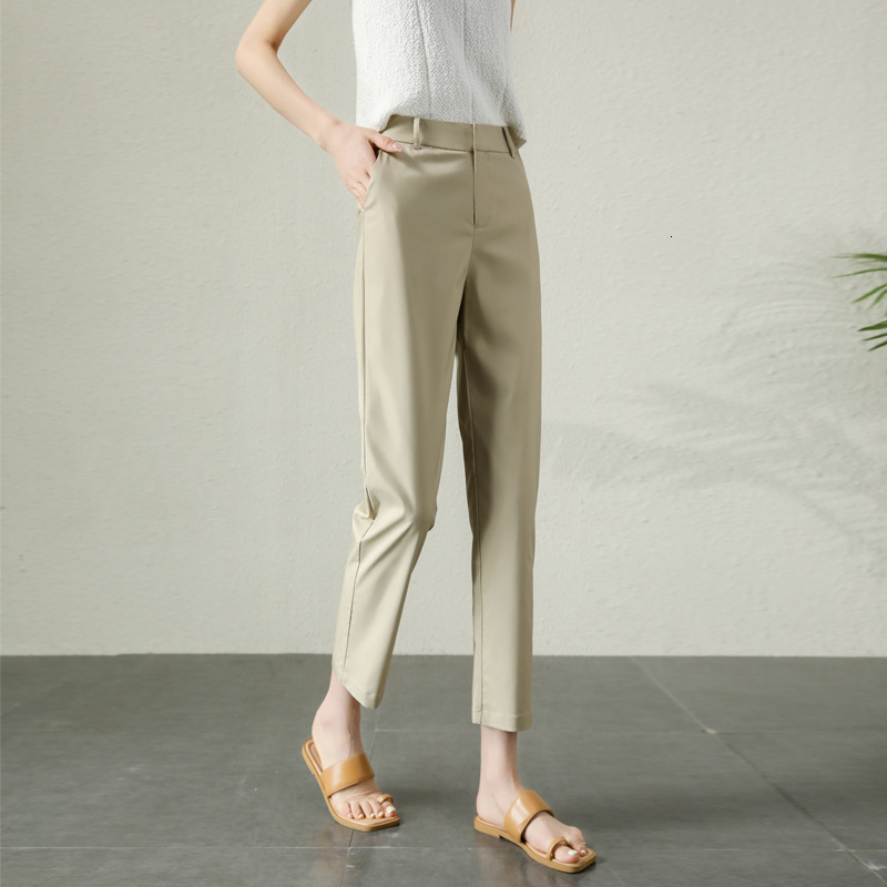 Summer Thin Women's Slim-fit Pants New High-waisted Designer Pants Slimming Nine-point Suit Pants Casual Versatile Straight-leg Pants