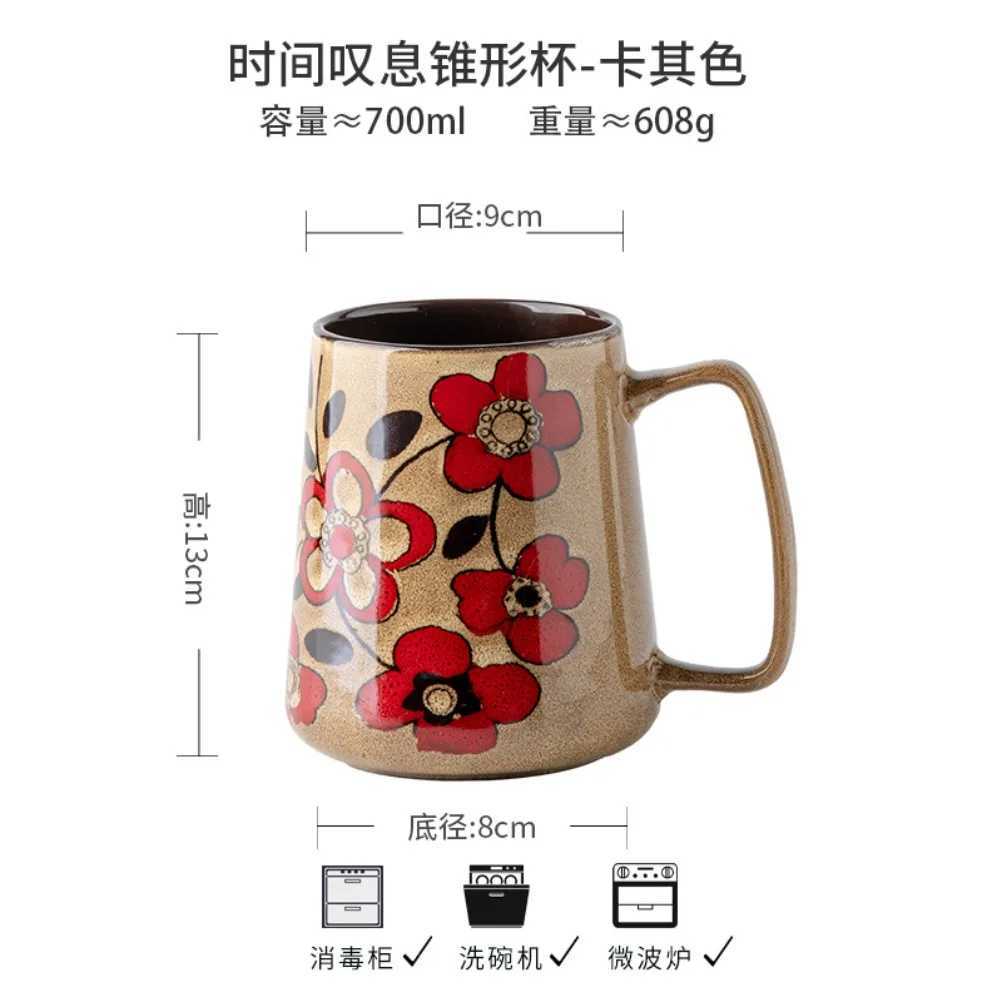 700ml Large Capacity Coffee Cup Office Water Drinkware Chinese Style Hand-painted Cups Ceramic Mug Fathers Day Gifts H260323