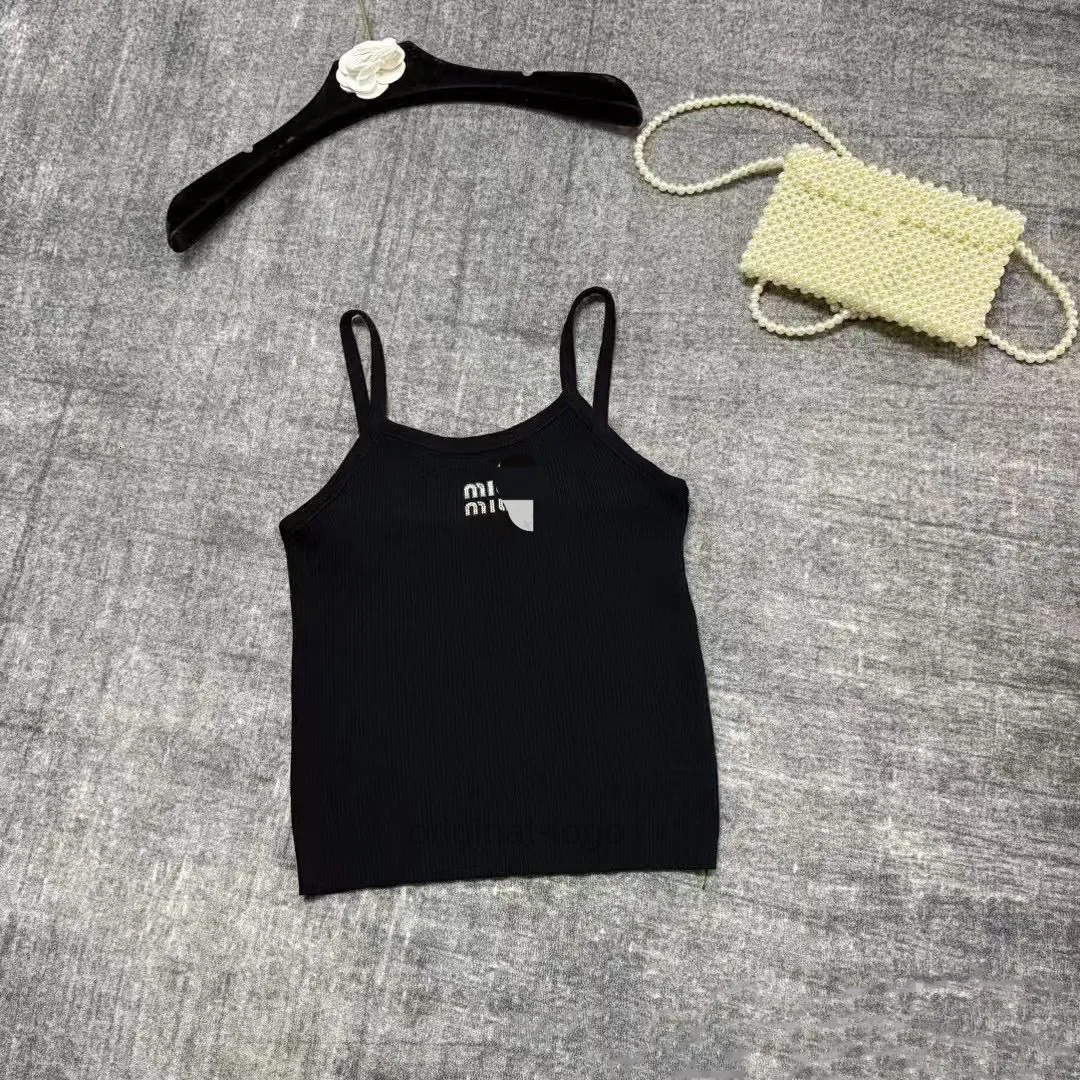 Miu Shirt Women Summer Womens Tank Designer Tanks Muilys Women Clothing Women Shirt Short Tee Embroidery Woman Teeshirts Tshirts Lady Backless Clothing bc2