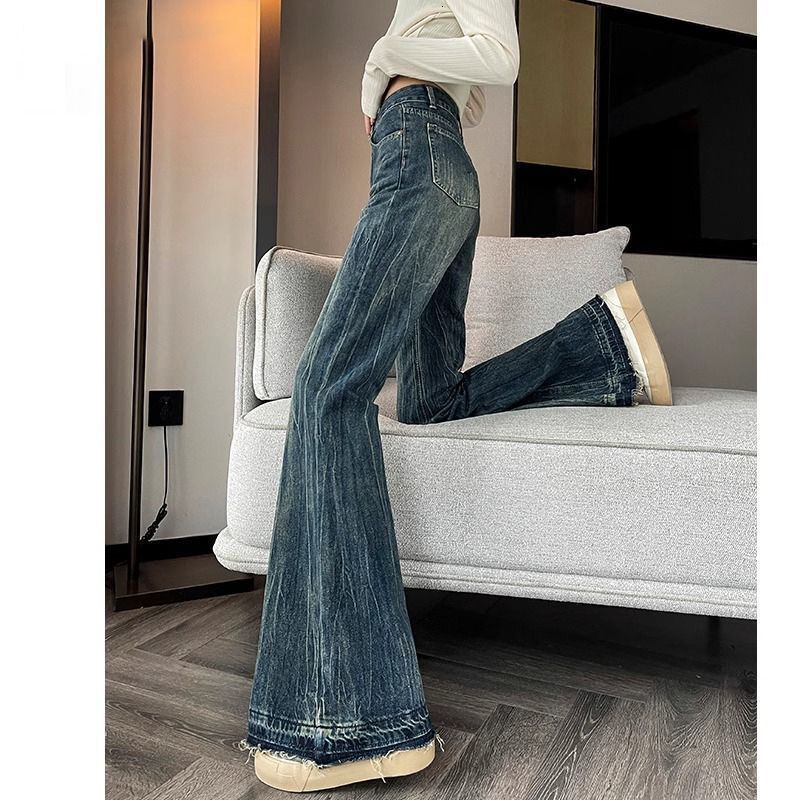 Women's Jeans Autumn And Winter New Style With Fleece Slimming American-style Wide-leg Designer Pants Bell-bottom Pants 2026 Spring New Style