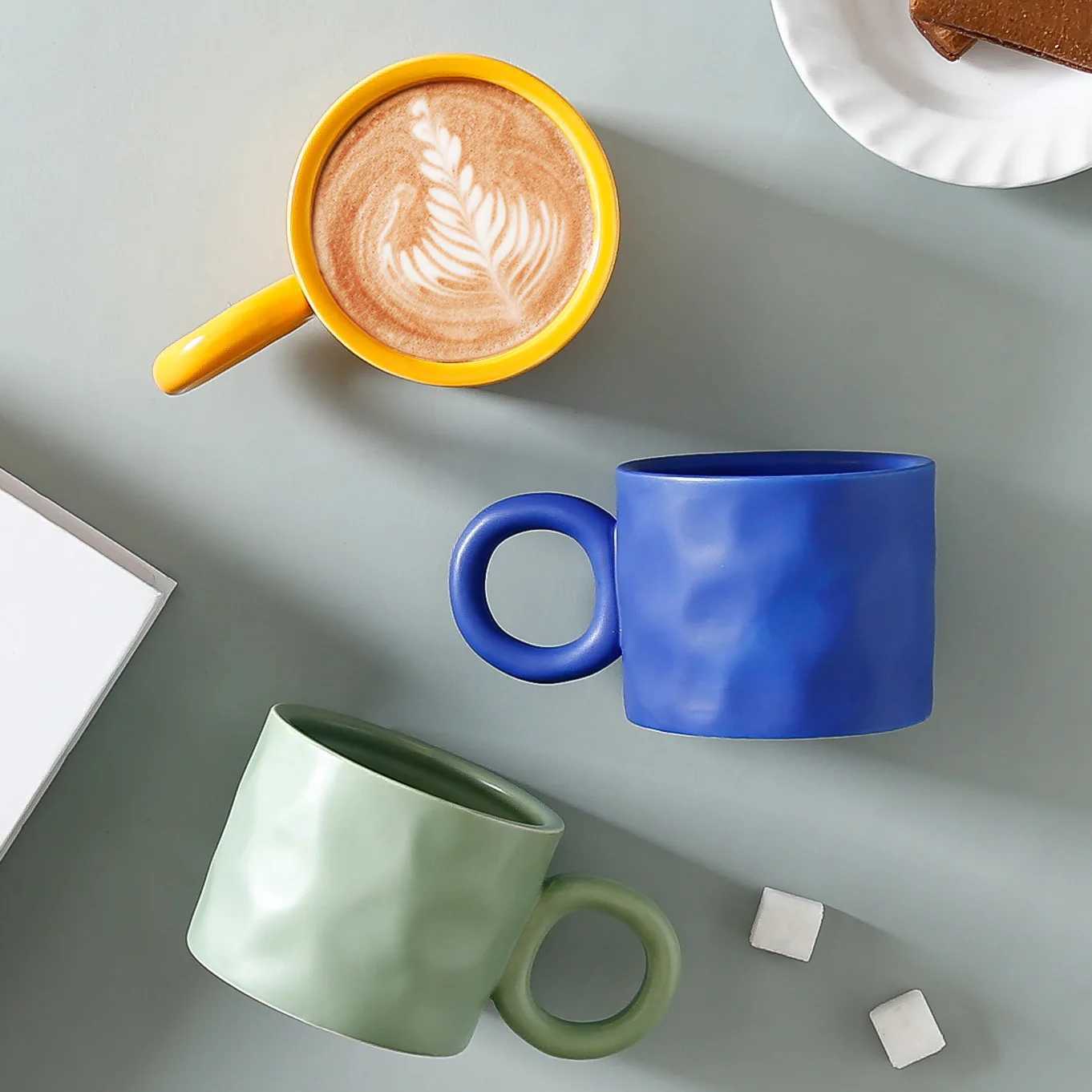 400ml Ceramic Coffee Mug Breakfast Milk Oatmeal Cup With Round Handle Home Drinking Cup Microwave Dishwasher Safe H260323