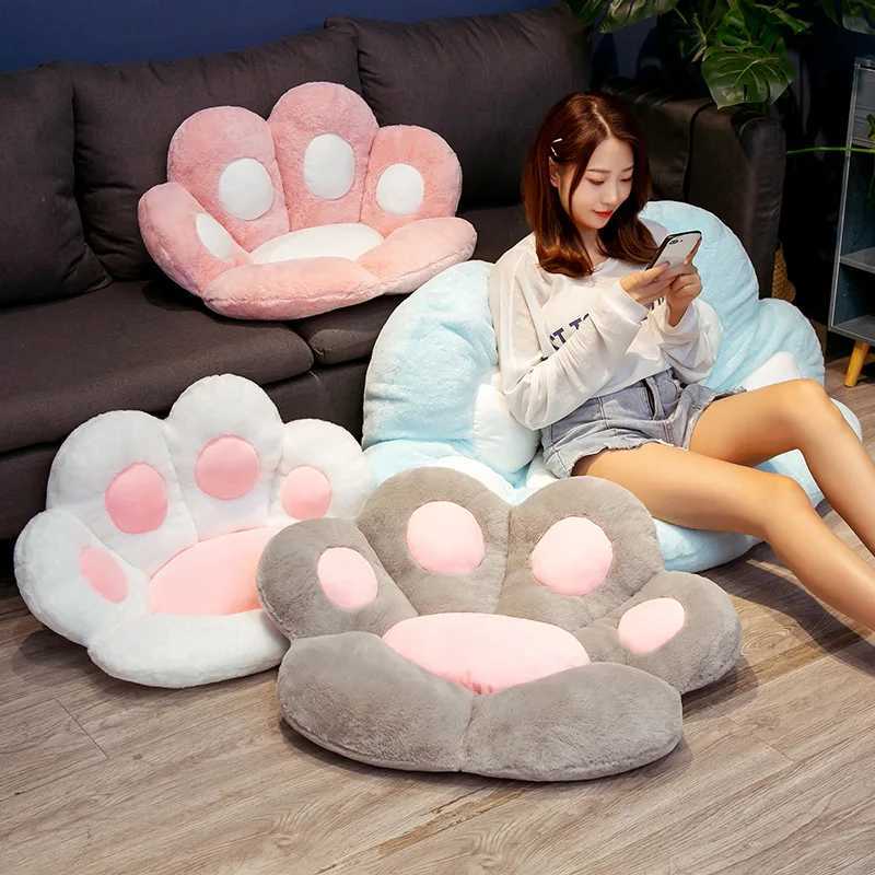 70cm INS Cute Cat Paw Cushion Plush Filling Soft Pillow Heart Shaped Tatami Sofa Cushion Kawaii Birthday Gift Home Decoration H260323