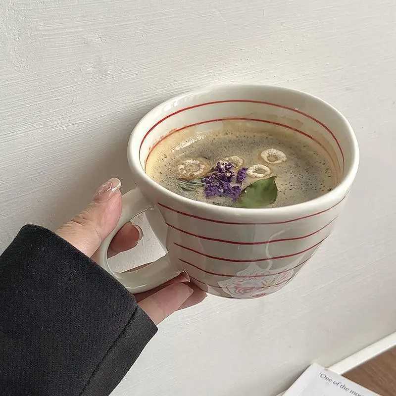 Instagram style retro hand held irregular ceramic coffee cup H260323