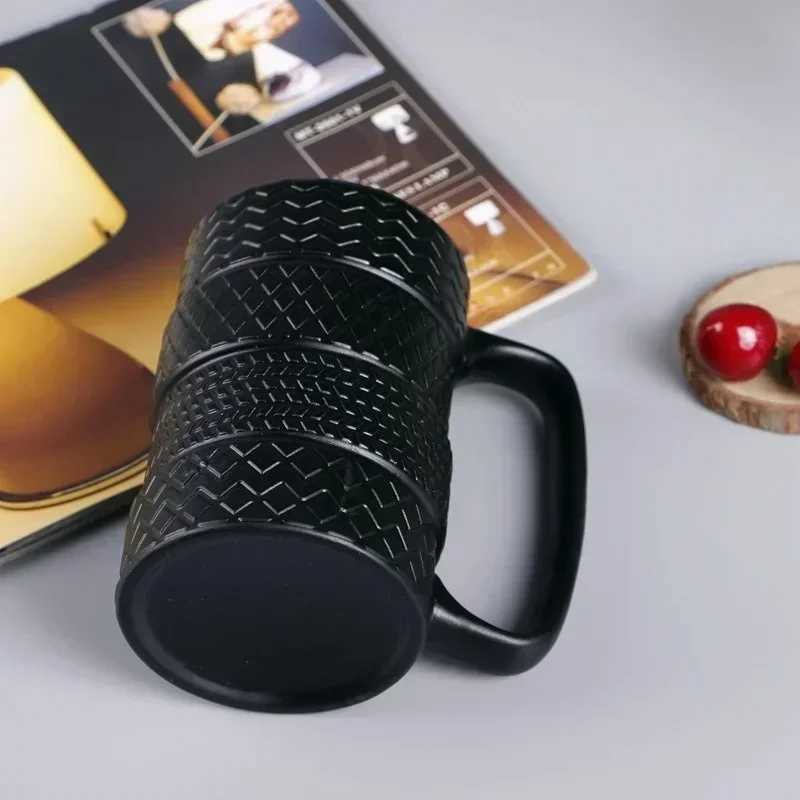 1Pcs Tire Ceramics Mug Creative Novelty Tire Shaped Cup Large Capacity Heat-resisting Office Home Coffee Breakfast Mugs Gifts D260323