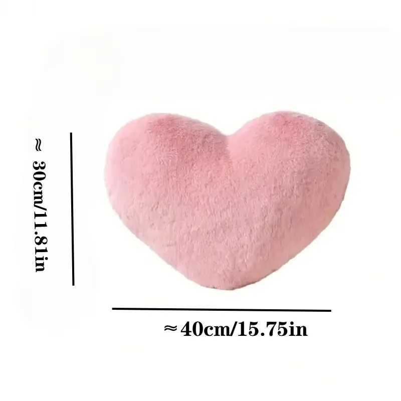 3040cm Soft Pink Heart Pillow Cute Decorative Cushion for Valentines Day Birthday Gift Indoor Office Sofa Bed Waist Support H260323