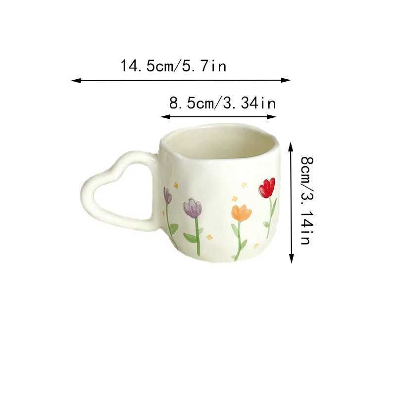 1pcs Cute hand-held heart-shaped handle milky white ceramic small fresh mug water cup coffee cup H260323