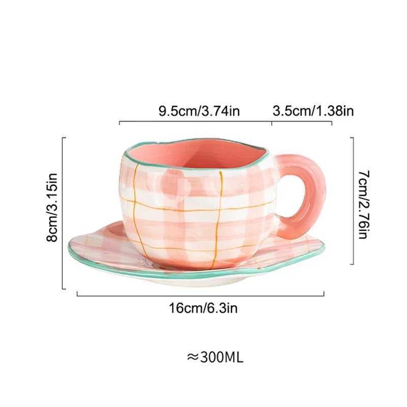 12 styles Creative Cute Ceramic mug Espresso Coffee Cup with Saucer Hand Pinched Irregular Flower Clouds Breakfast Milk Tea Cups H260323