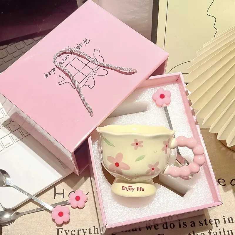 High-value birthday gift ceramic cup for girlfriend home mug tulip water cup souvenir D260323