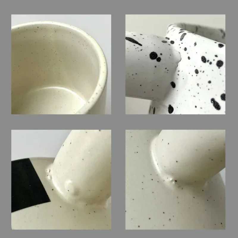 330ml Creative Nordic Ceramic Cup Home Breakfast Milk Oat Cups Splash Ink Wave Dot Mug Irregular Spotted Desig Thick Handle Mugs H260323