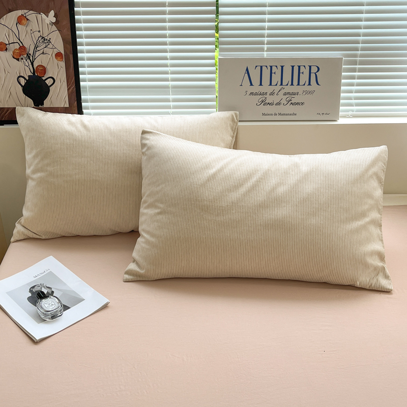 Minimalist Pure Bedding Four-Piece All-Cotton Blogger's Same Style Striped Washed Cotton Duvet Cover Student Three-Piece Set