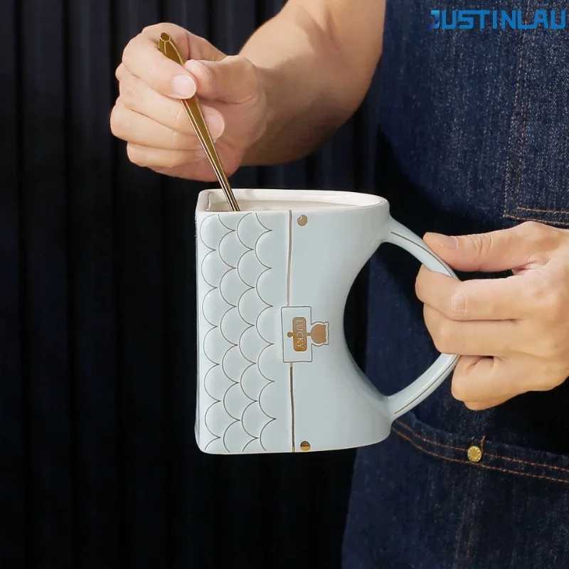 JUSTINLAU Bag Shaped Mug Office Home Coffee Cup Afternoon Tea Cup Simple Mug Suitable for Womens Use Creative Breakfast Cup D260323