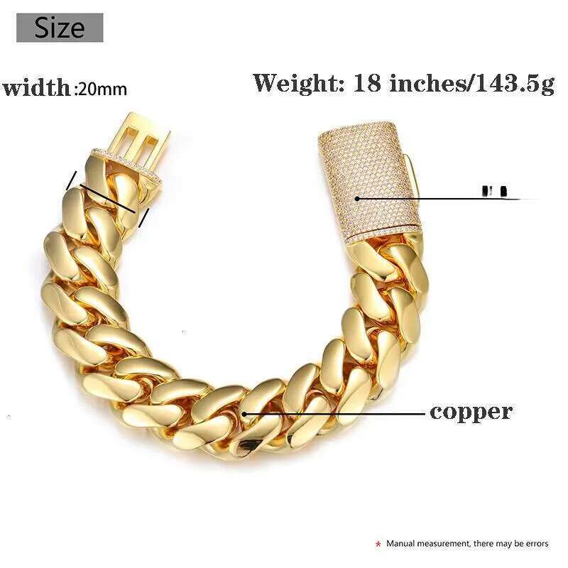 14k 18k Gold Plated Bracelet 10mm-20mm 7-9 Inch Pulseras De Hombre Men Women Chunky Cuban Miami Chain