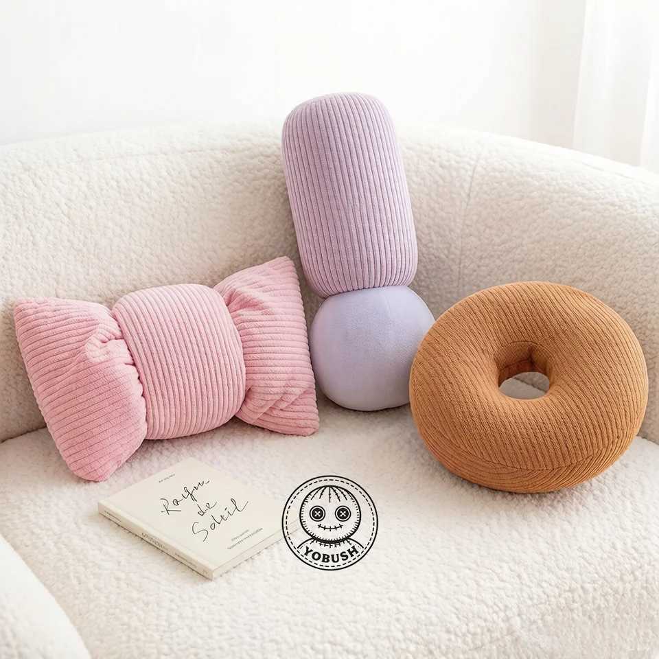 Creative Stripe Plush Throw Pillow Cloud Cactus Donut Exclamation Point Bowknot Soft Cushion INS Home Sofa Decor Prop Gift H260323