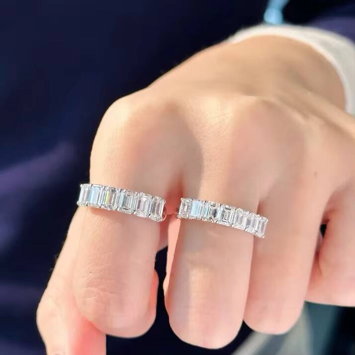 Emerald Eternity Band Lab-grown Diamond Lab Grown Diamond 14K 18k Gold Band Ring IGI Certificated Wedding Band Rings