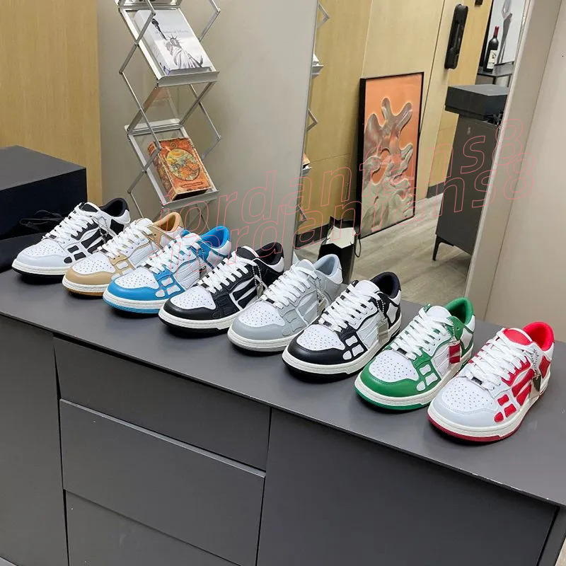 Amiriskeleton Shoes skel top men women bones hi leather sneakers luxury skeleton blue red white black green gray pink couple casual me
