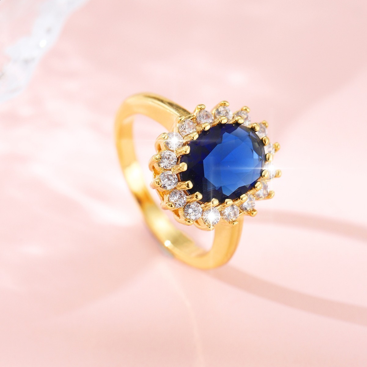 Solitaire Ring Gem's Beauty Princess Diana Inspired Statement Engagement 14K Gold Filled Sterling Silver Lab Blue Sapphire Birthstone 230320