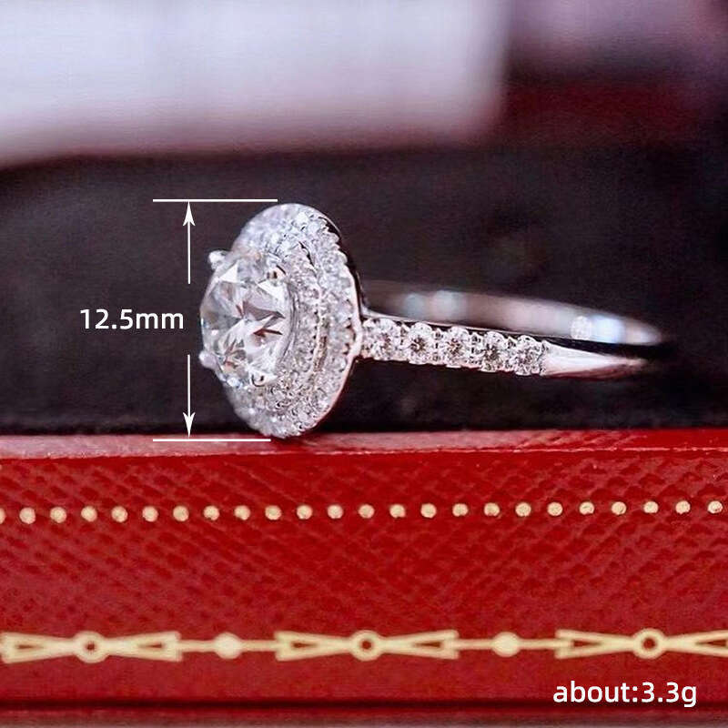 trendy Instagram hot item: Exquisite Moissanite round diamond engagement ring Jewelry full-diamond wedding ring for women