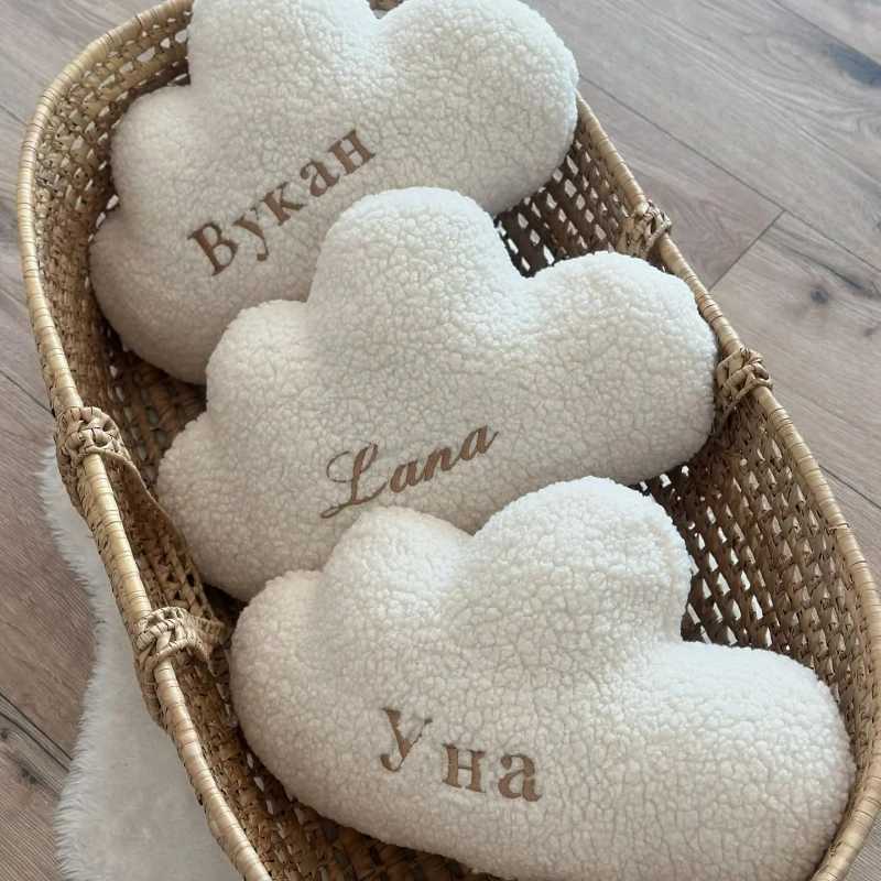 Personalized Name Baby Pillows Cloud Shape Lambswool Newborn Bedding Throw Pillows Home Sofa Room Decorative Cushion H260323