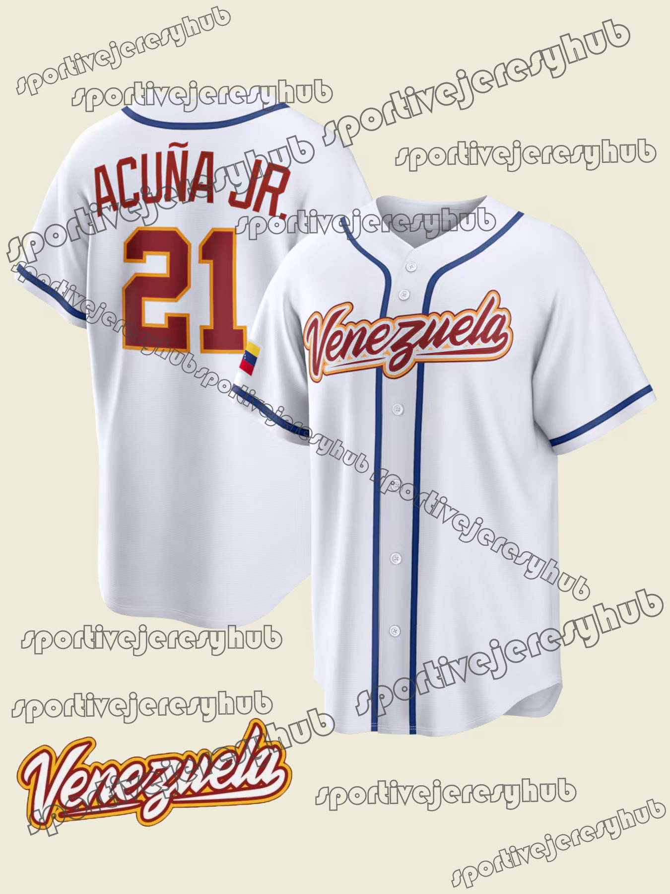 2026 Venezuela Custom Baseball Jersey Stitched Acuna Jr. Arraez Suarez Gimenez Contreras Chourio Contreras Torres Machado Rodriguez