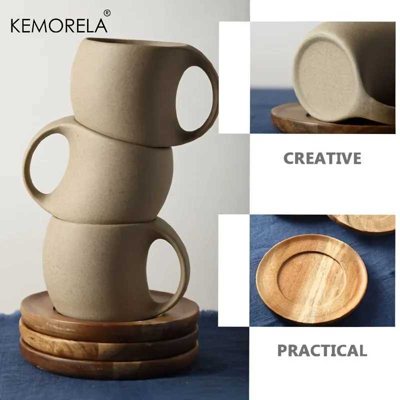 KEMORELA 220ml Ceramic Coffee Cup And Saucer Set Simple Water Cup for Breakfast Milk Oat Drink Exquisite Afternoon Tea Mug D260323