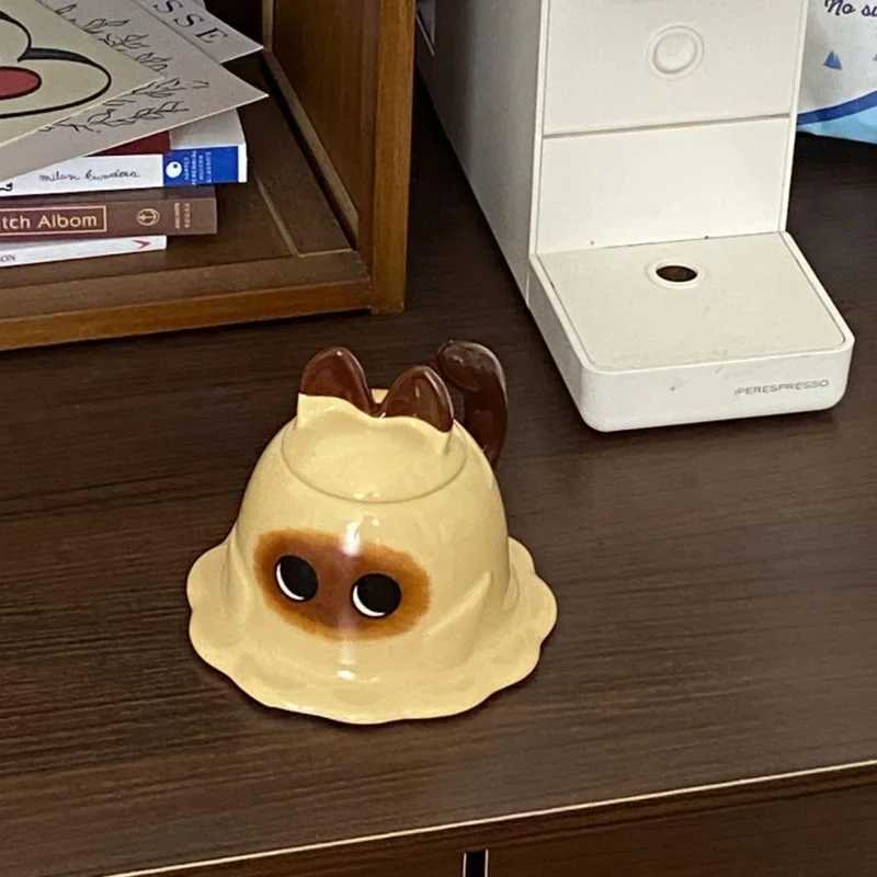 Kawaii Siamese Cat Mashed Potato Coffee Cup Cute Ceramic Mug Milk Cups High Appearance Level Kitchen Accessories Drinkware Mugs H260323