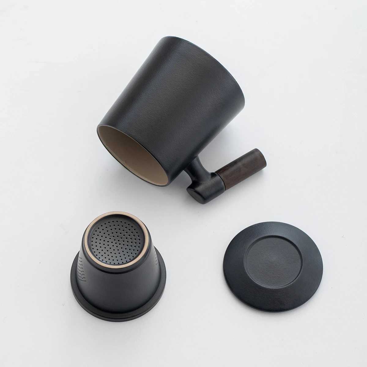 3-piece set of ceramic tea cups mugs with lids filtered tea water separation coffee cups beverage cups D260323