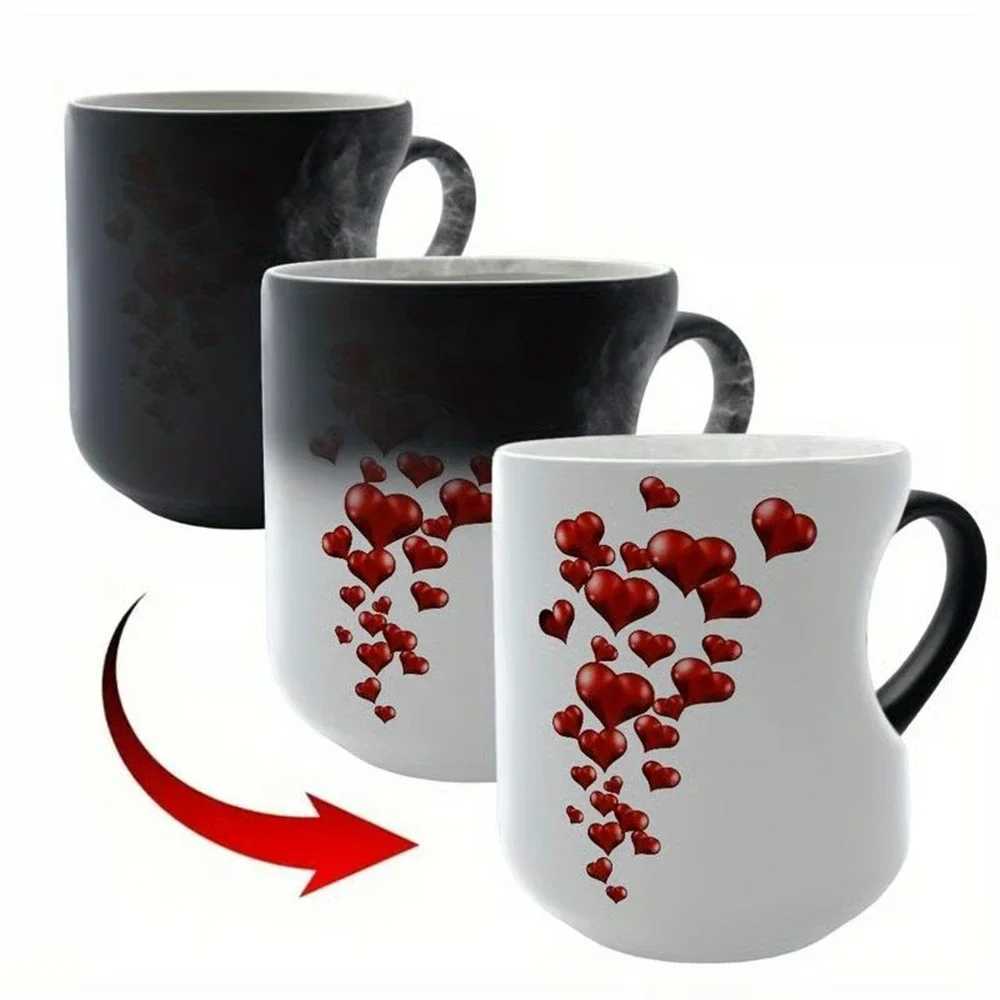 Color Changing Funny Mug Magic Coffee Tea Heat Changing Sensitive Cup Design Drinkware Ceramic Mugs Valentines Love Gift Idea D260323