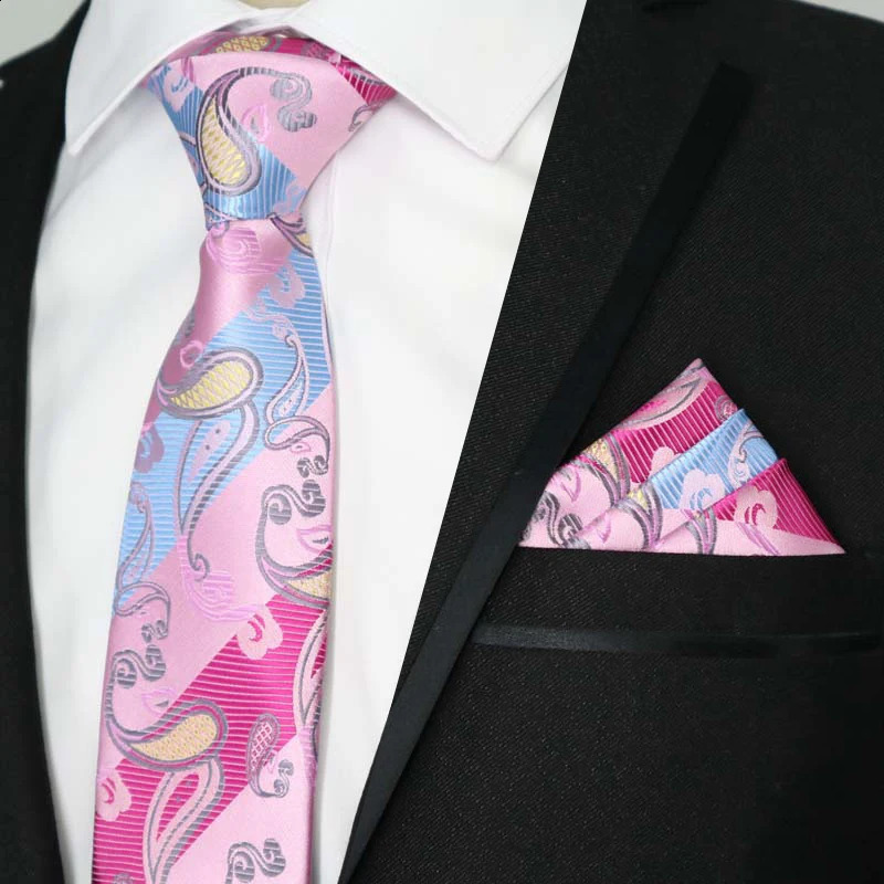 Pink Color Tie Set 8CM Mens Necktie Neck Ties Sets For Man Floral Dot Stripes Jacquard Cravat Tie Business Party Corbatas 260323 - view 5