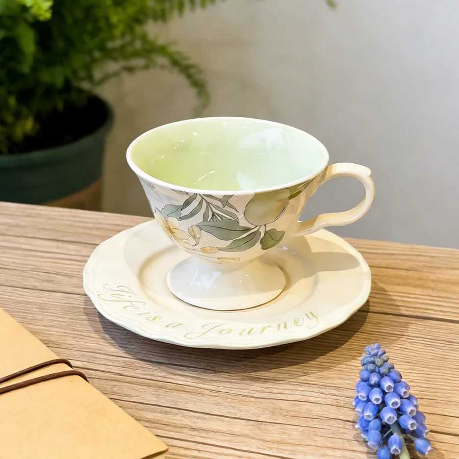 Ceramic cup Coffee cup Water cup Mug Tea cup Cup Dedicated Japanese style Ceramic Floral pattern Couple For home Milk H260323