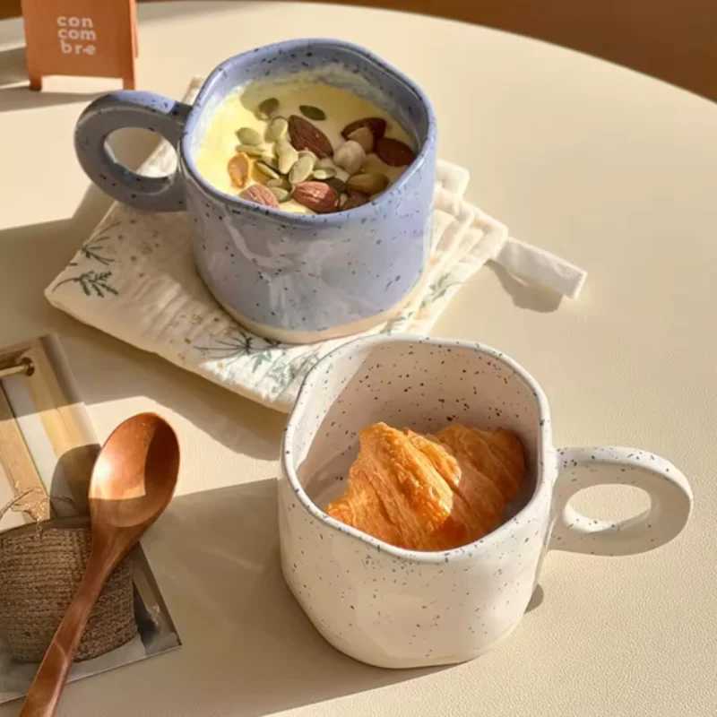 1pc Creative Korean-Style Irregular Ceramic Mug Kitchen Drinkware Ceramic Coffee Mugmilk Coffee Dessert Cup Breakfast Cup H260323