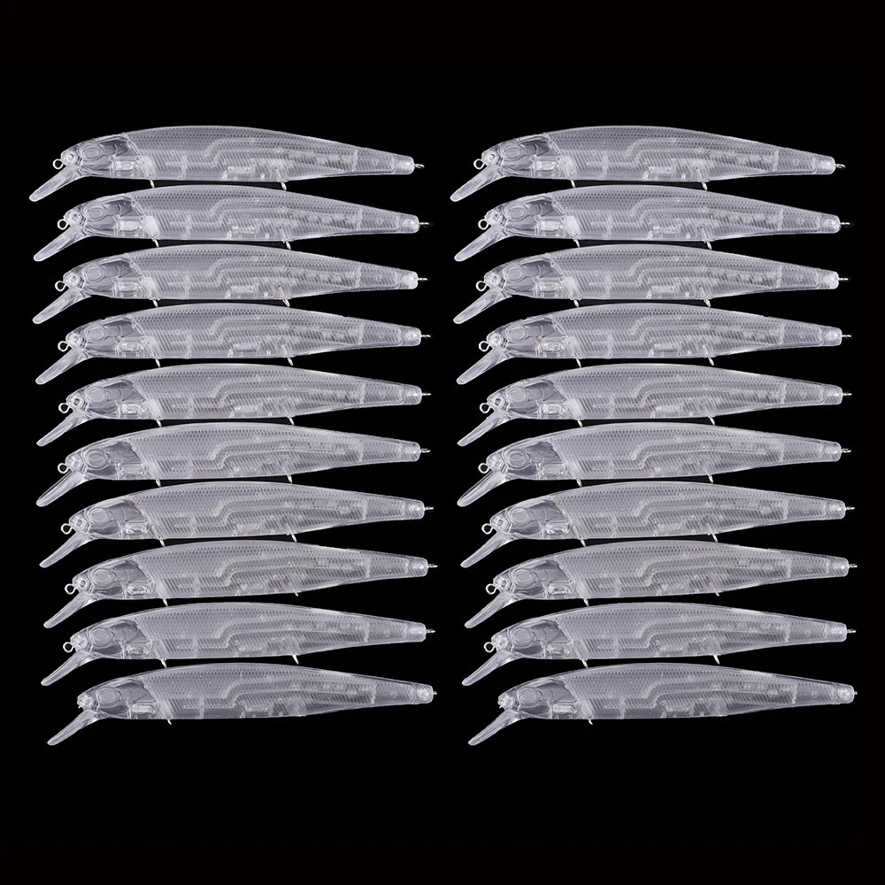 ChansHuang 20PCS Unpainted Blanks Bait 14cm/21g Transparent Floating Rattles Minnow DIY Handmade Artificial Fishing Lure Tackle 260323
