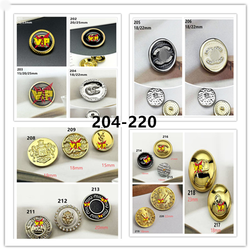4 pieces/bag 204-220 Premium Quality Jacket Suit Button Pack - Four Pieces per Bag with Elegance, Size Range: 10mm to 25mm