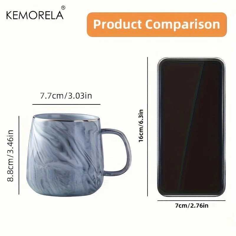KEMORELA 1PCS 400ml Creative Gold-Rimmed Ceramic Coffee Cup Ceramic Material Oatmeal Breakfast Cup Suitable as a Holiday Gift D260323