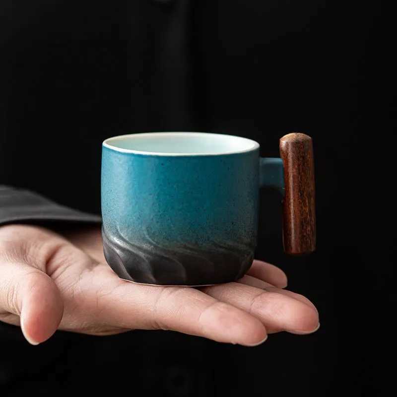 70ML Office Water Cup Filter Tea Mug Ceramic Coffee Cup Wooden Handle Coffee Mug Handmade Tea Coffee Cup Birthday Gift D260323