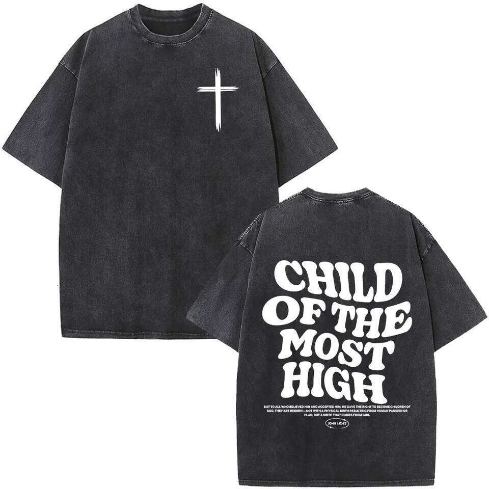 Christian Jesus Faith Over Fear Bible Verse Washed T-shirts Men Women Fashion Vintage Oversized T Shirts Harajuku Cotton T-shirt 26H0323