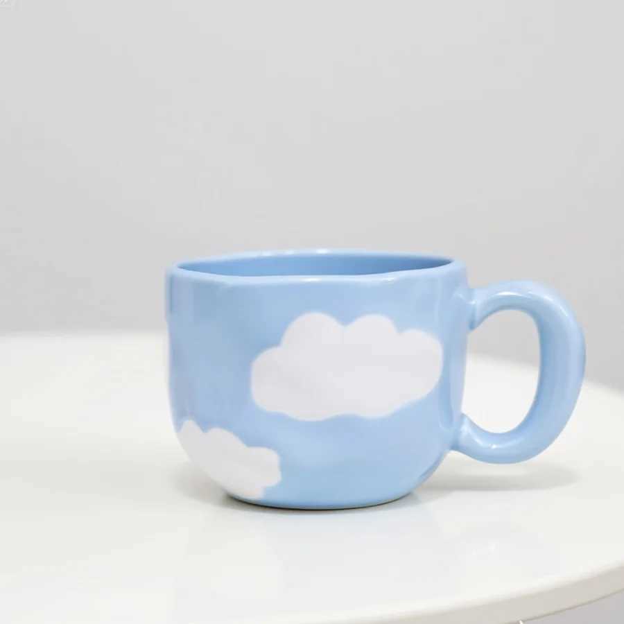 Ceramic cup Coffee cup Water cup Mug Tea cup CupFloral pattern Couple For home Milk Pure white Bone china Jingdezhen ware Large H260323