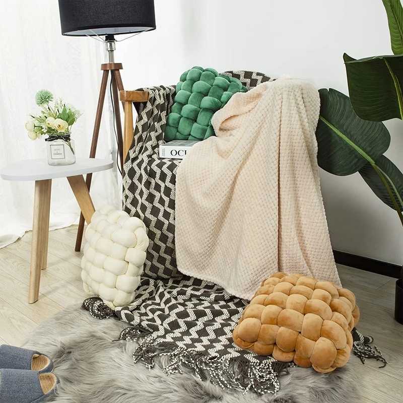 Decorative Throw Knot Pillow Large Square Gift Knotted Floor Cushion for Living Room Bedroom Sofa Couch Bed Home Decoration H260323