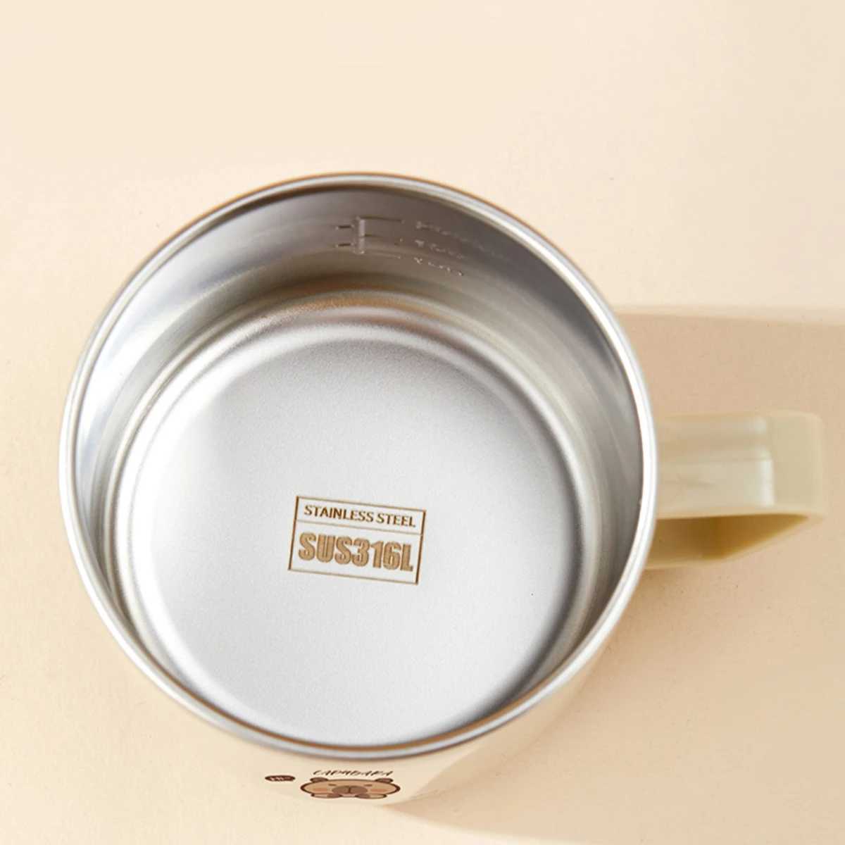 WORTHBUY Cute Capybara 316 Stainless Steel Kid Water Cup With Straw 270ml Double Wall Insulated Mug Leak-proof Milk Coffee Cup D260323